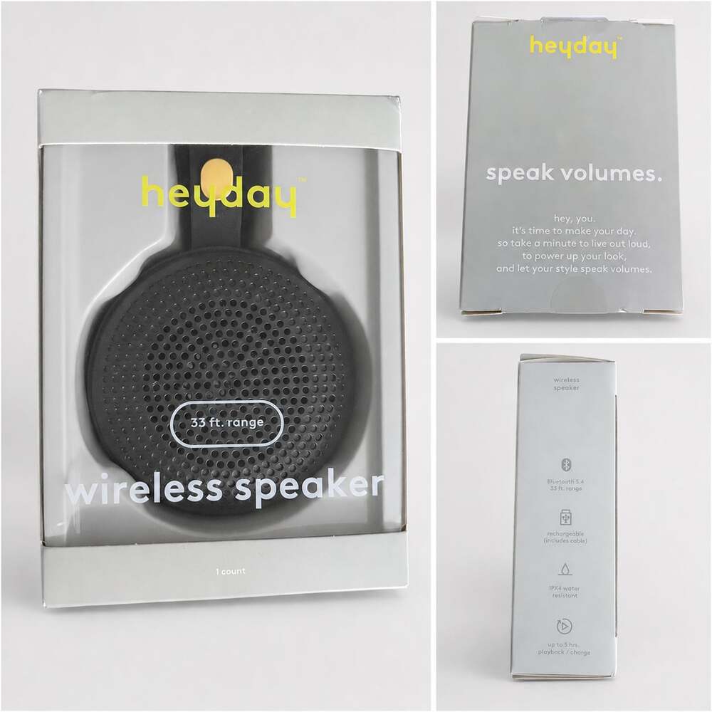 heyday Round Wireless Bluetooth Speaker with Loop - Black